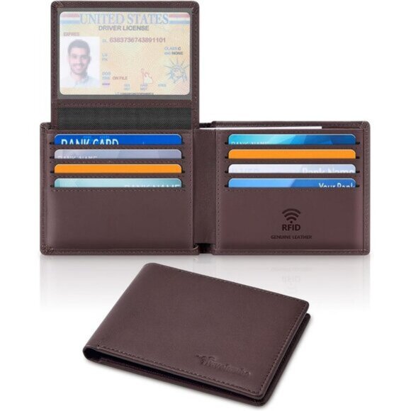 ⚡Travelambo Men Oil Wax Ochre Genuine Leather Handmade Bifold Stylish Wallets - Picture 8 of 9